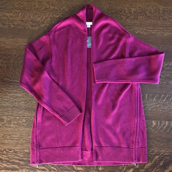 J. Jill Sweaters - J. Jill Cranberry Side Zip Open Front Cardigan NWT